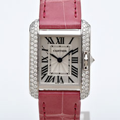 Cartier カルティエ タンクアングレーズ ダイヤケース QZ K18/WG WT100015 時計 の買取実績