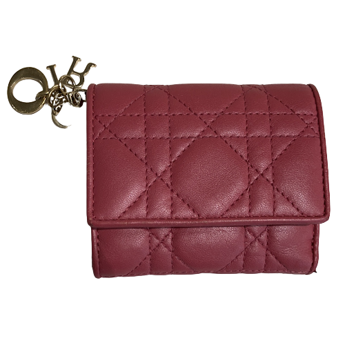 Dior クリスチャン ディオール カナージュ 三つ折り　コンパクトウォレット 財布・小物 ラムスキン ピンクの買取実績