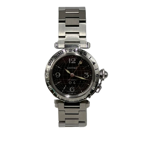 Cartier カルティエ パシャC メリディアンGMT ビッグデイト 時計 パシャC SS W31049M7ブラックの買取実績