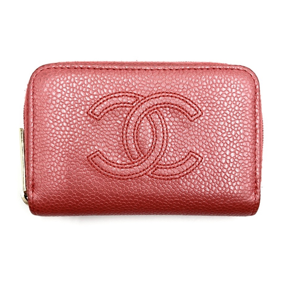 シャネル CHANEL コインケース 財布 ピンク背面ファスナー式小銭