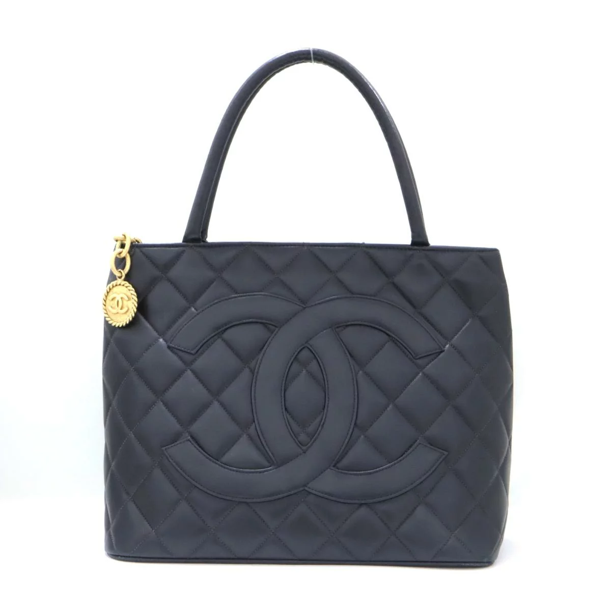 シャネル CHANEL マトラッセ 復刻 トート ハンドバッグ ラムスキン ブラック ゴールド金具 6番台 ココマーク ヴィンテージ レディース