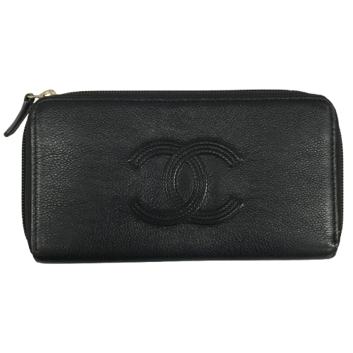 CHANEL シャネル ラウンド長財布 財布・小物 レザー ブラックの買取実績