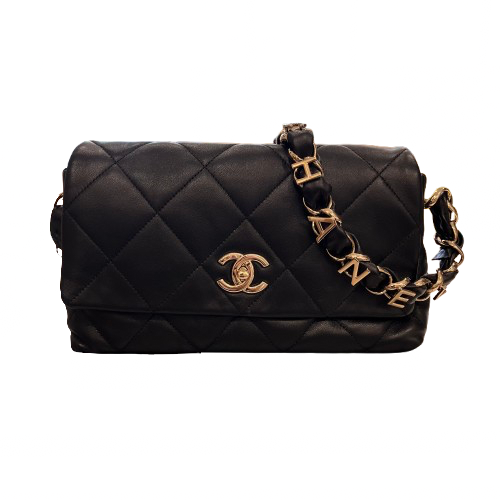 CHANEL シャネル マトラッセチェーンロゴショルダー バッグ ラム ブラックの買取実績