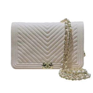 CHANEL シャネル チェーンウォレット バッグ ボーイシャネル キャビアスキン アイボリーの買取実績