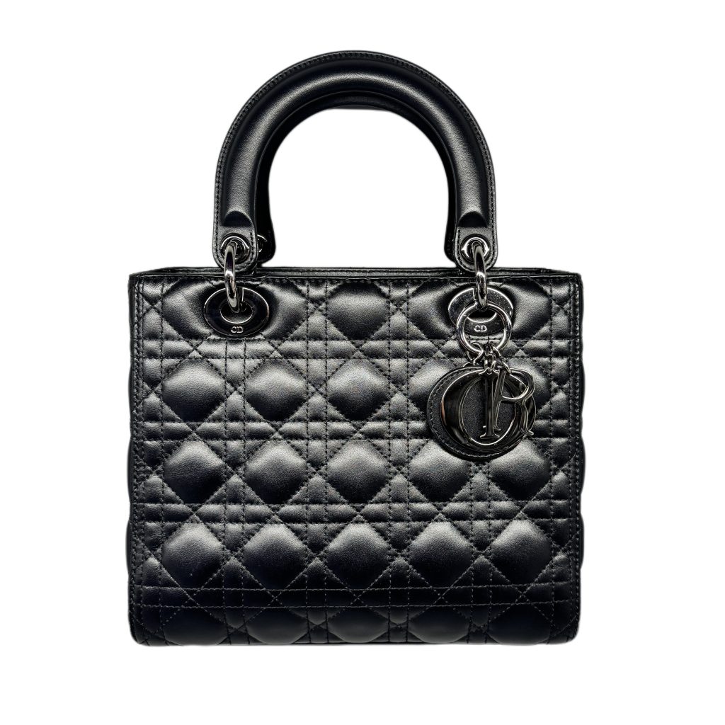 Dior クリスチャン ディオール レディーディオールハンドバック バッグ レザー ブラックの買取実績