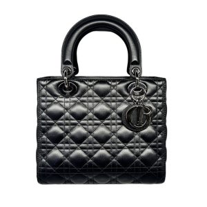 Dior クリスチャン ディオール レディーディオールハンドバック バッグ レザー ブラックの買取実績