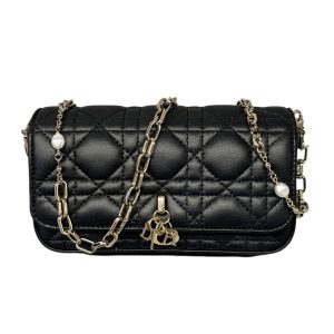 Dior クリスチャン ディオール カナージュショルダーバック バッグ レザー ブラックの買取実績