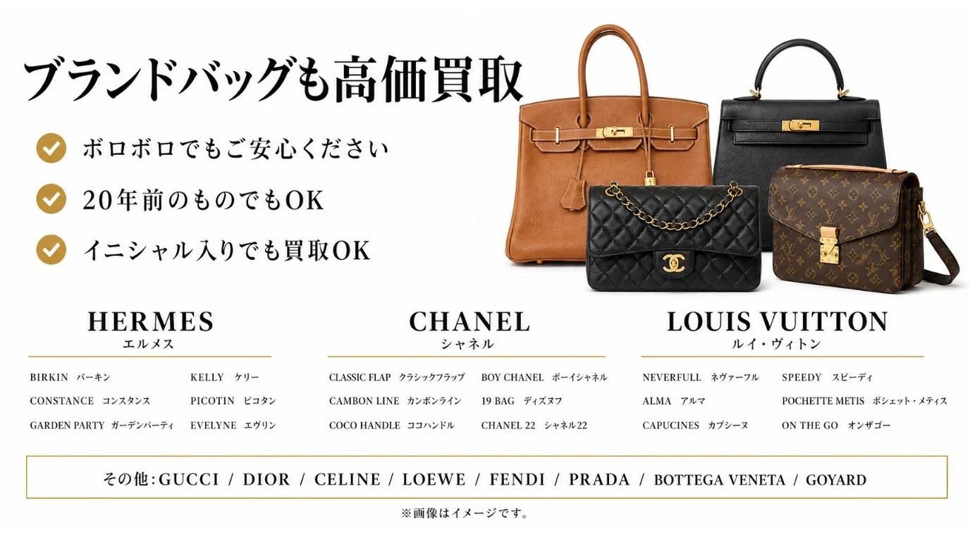 BRAND OFF 文京白山店 - ブランドバッグ高価買取。エルメス・シャネル・ルイヴィトン・グッチ・ディオール・セリーヌ・ロエベ・フェンディ・プラダ・ボッテガヴェネタ・ゴヤール。ボロボロでも20年前でもイニシャル入りでも買取OK