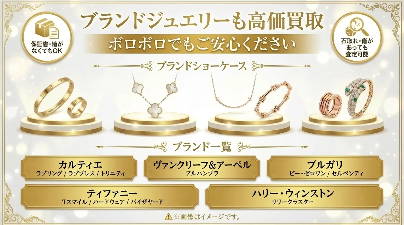 BRAND OFF ラ・ポルト青山店 - ブランドジュエリー高価買取。カルティエ、ヴァンクリーフ&アーペル、ティファニー、ブルガリ、ハリーウィンストン。ボロボロでも保証書なしでも査定可能